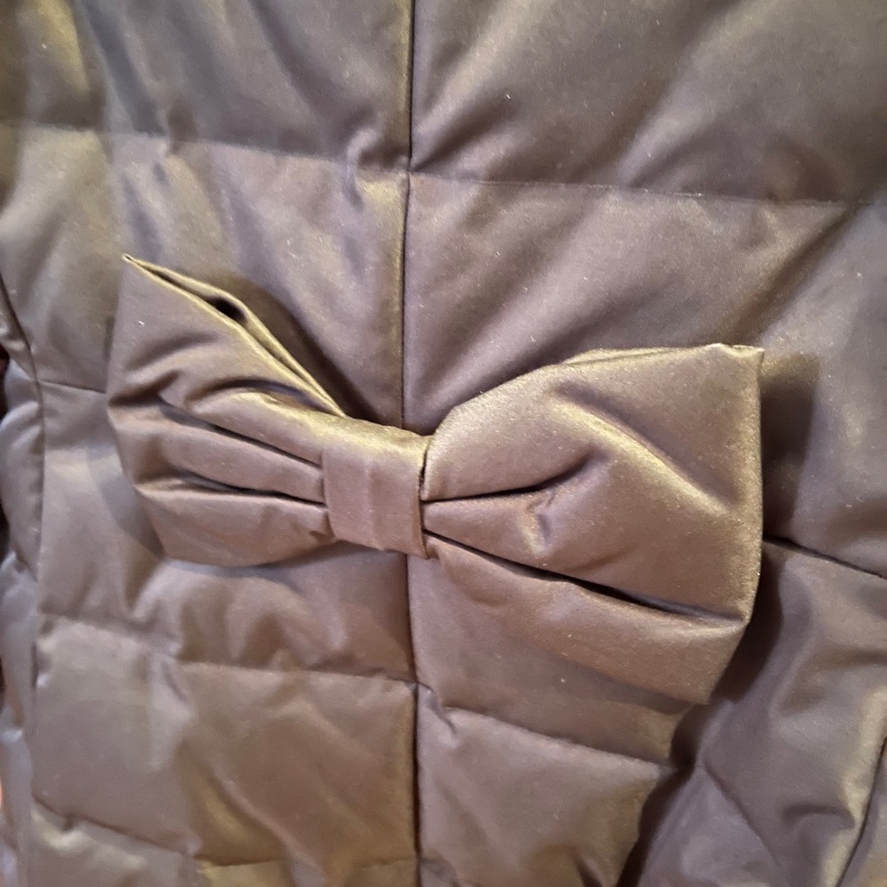 Kate Spade Elegant Jewel Button Black Puffer Coat w/Bow on Back (Like New) - Picture 8 of 14